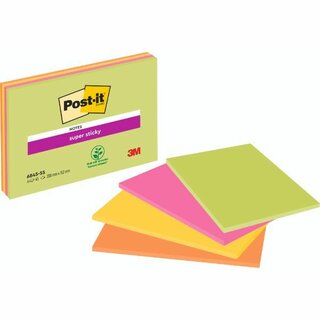 Haftnotizen Post-it Super Sticky Meeting Notes 6845-SSP, 203x152mm, 4 x 45 Blatt