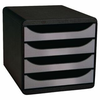 Schubladenbox Exacompta 310438D, 4 Schubladen, A4+, grau/schwarz