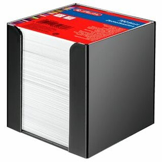 Notizzettel-Box Herlitz 01600360, mit 700 Blatt weiß, Maße: 9x9cm, schwarz
