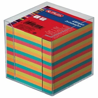 Notizzettel-Box Herlitz 01600147, mit 650 Blatt bunt, Mae: 9x9cm, transparent