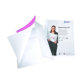 Präsentationsmappe Biella 2 Pearl, A4, laminiert, weiß