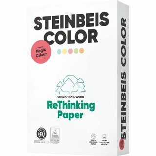 Kopierpapier Steinbeis Color, recycelt, A4, 80g, pastellblau, 500 Blatt