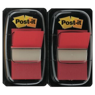 Index-Spender 3M Post-it 680, mit 50 Haftstreifen, 43,2x25,4mm, rot, 2 Stck