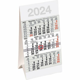 Bhner Tischkalender M3TK, 3 Monate / 1 Seite, 9,6 x 18,5 cm, 2026