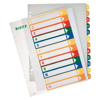 Register Leitz 1294, 1-12, A4+, aus Kunststoff,...