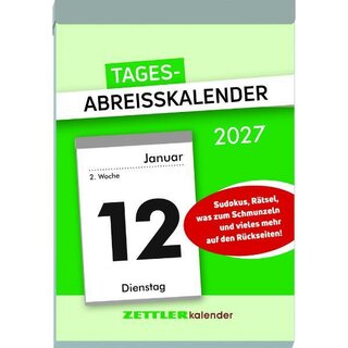 Zettler Abrei�kalender 313 XXL, 1T/1S, R�ckseite bedruckt, A6, 2027