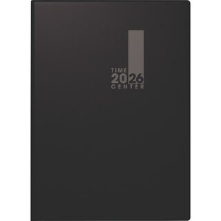 Brunnen Taschenkalender 1072856906 Timecenter, 1W/2S, A6, schwarz, 2026
