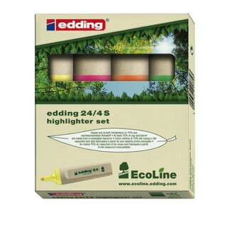 Textmarker edding 24, Strichstrke: 2-5mm, nachfllbar, farbig sort., 4er-Etui