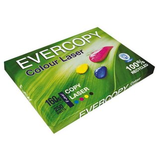 Farblaserpapier Evercopy 50034, Recycling, A3, 160g, 135er-Weie, 250 Blatt