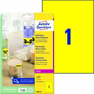 Etiketten Avery Zweckform L6006, 210 x 297mm (LxB),...