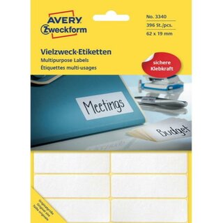 Universal-Etiketten Avery Zweckform 3340, 62 x 19mm (LxB), wei, 28Bl/392 Stck