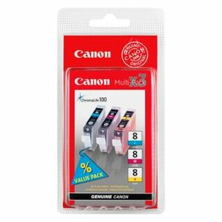 Tintenpatrone Canon 0621B026 - CLI-8, Reichweite: 100 Seiten, 3 Farben