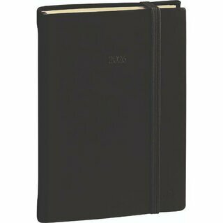 Quo Vadis Daily 375012Q, 1T/1S, 13 x 21cm, A5, Kunstleder Silk Schwarz, 2026