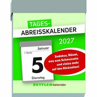 Zettler Abrei�kalender 302, 1T/1S, R�ckseite bedruckt, 5,5 x 7,4cm, 2027