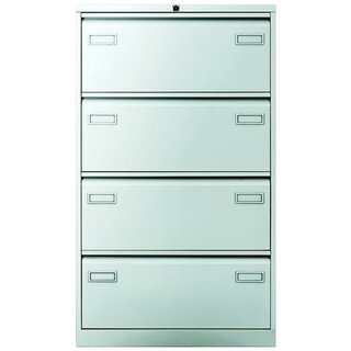 Hängeregistraturschrank Bisley, 4 Schübe, zweibahnig, silber