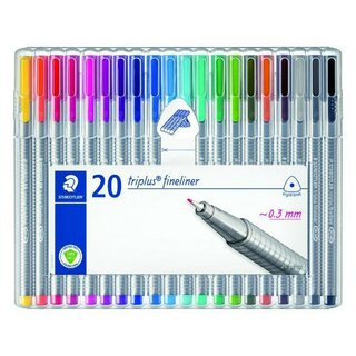 STAEDTLER Fineliner triplus 334 SB20, mit Kappe, 0,3 mm, sortiert, 20 Stck