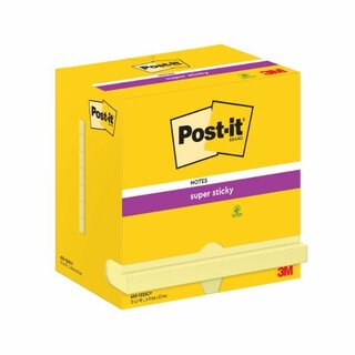 Haftnotizen Post-it Super Sticky 7100290175, 127 x 76 mm, 12 x 90 Blatt, gelb