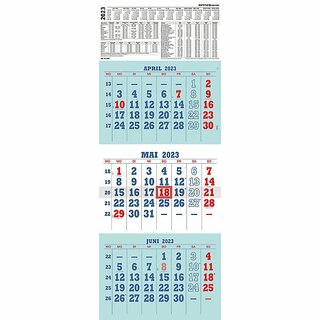 Zettler 3-Monatskalender 952, 30 x 80cm, blau/rot, 2027