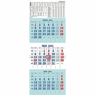 Zettler 3-Monatskalender 952, 30 x 80cm, blau/rot, 2027