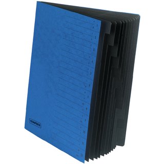 Ordnungsmappe, Karton, Eckspanngummi, A4, 12 Fcher, blau