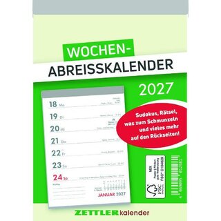 Zettler Abrei�kalender 325, 1T/1S, R�ckseite bedruckt, 10,5 x 14,6cm, 2027