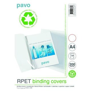 Einbanddeckel Pavo 8048601, A4, PET, transparent, 100 Stück