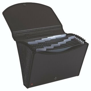 Fächerkoffer Exacompta 55934E, 13 Fächer, tragbar, schwarz