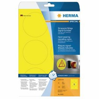 Folien-Etiketten Herma 8035 Signalschilder, D 85mm (LxB), gelb, 150St