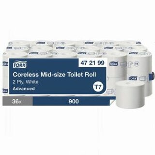 Toilettenpapier Tork 472199 Midi hlsenlos, 2-lagig, 900 Blatt, wei, 36 Rollen