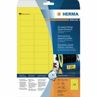 Folien-Etiketten Herma 8030 Signalschilder, 21,2 x 45,7mm (LxB), gelb, 1200 St