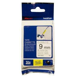 Schriftband Brother TZE-FX221, Breite: 9mm, schwarz auf...