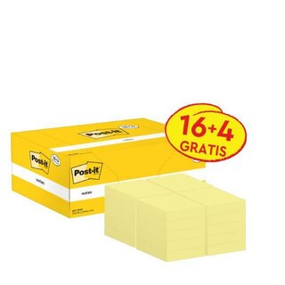 Haftnotizen Post-it 653Y-20, 51 x 38 mm, 20 Blcke  100 Blatt, gelb