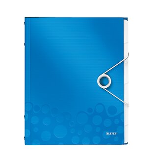 Ordnungsmappe Leitz 4633 WOW, 6 Fcher, mit Gummizug, blau metallic