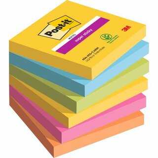 Haftnotizen Post-it 76 x 76 mm, Carnival, sortiert, 6 x 90 Blatt