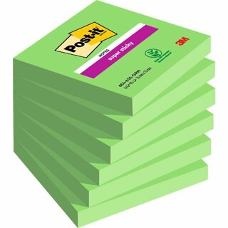 Haftnotizen 3M Post-it 6546SSAW, 76x76mm, 90 Blatt, 6 Blcke, lindgrn