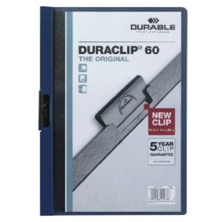 Klemmmappe Durable Duraclip 2209, A4, Fassungsvermgen: 60 Blatt, dunkelblau