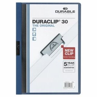 Klemmmappe Durable Duraclip 2200, A4, Fassungsvermgen: 30 Blatt, dunkelblau
