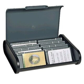 Visitenkartenbox Exacompta 68114D, fr 400 Karten, 8-teiliges Register, swz/gr