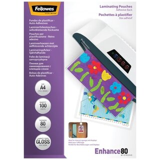 Laminiertaschen Fellowes 53022, A4, 80 Micron, 100 Stck