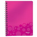 LEITZ WOW WIREBOUND NOTEBOOK PP COVER A5 RULED PINK