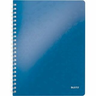 LEITZ WOW WIREBOUND NOTEBOOK PP COVER A4 SQUARED 5X5 BLUE