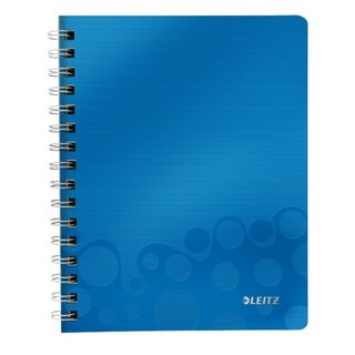 Notizbuch Leitz 4641 WOW, spiralgebunden, A5, kariert, blau metallic, 80 Blatt