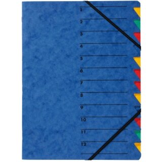 Ordnungsmappe Pagna 24131, 12 Fächer, mit Gummizug, blau