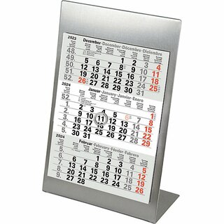 Bhner Tischkalender M3TKM, 3 Monate / 1 Seite, 11 x 22 cm, 2026