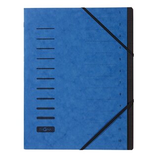 Ordnungsmappe Pagna 40059, 12 Fächer, mit Gummizug, blau