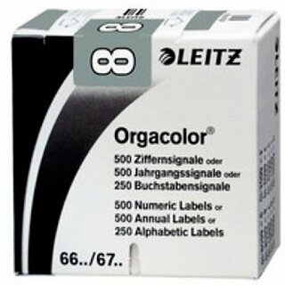 Ziffernsignal Leitz 6608/1, Orgacolor, Ziffer 8, grau, 500 Stck
