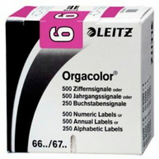 Ziffernsignal Leitz 6606/1, Orgacolor, Ziffer 6, violett, 500 Stck