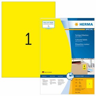 Etiketten Herma 4401 SPECIAL, A4, gelb, 100 Stck