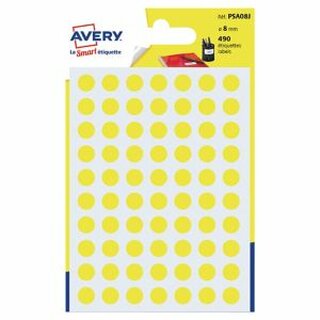 Markierungspunkte Avery Zweckform PSA08J, D 8mm, gelb, 490 Stck