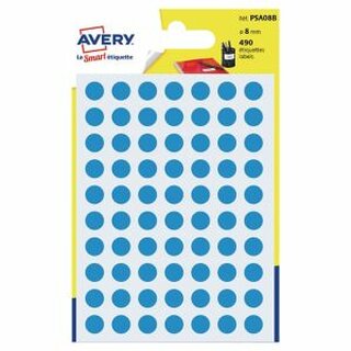 Markierungspunkte Avery Zweckform PSA08B, D 8mm, blau, 490 Stck